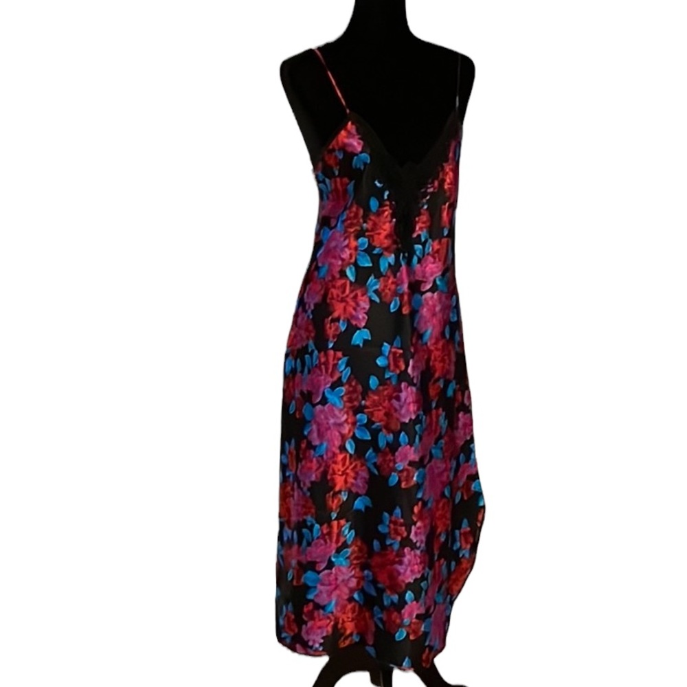 Floral Satin MIDI Slip Dress